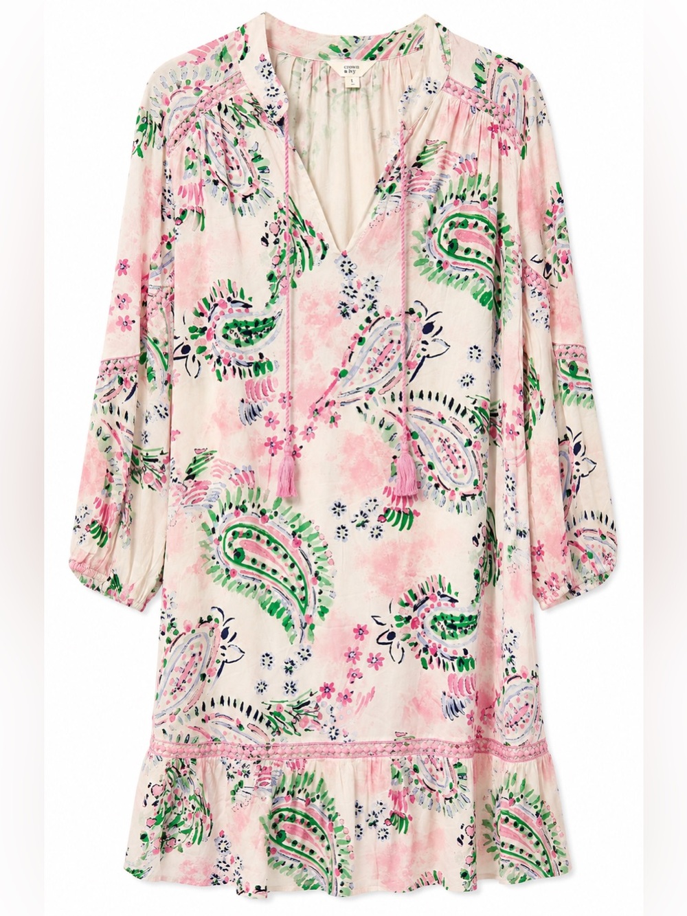 Crown & Ivy NWT Pink Paisley Peasant Dress- L
